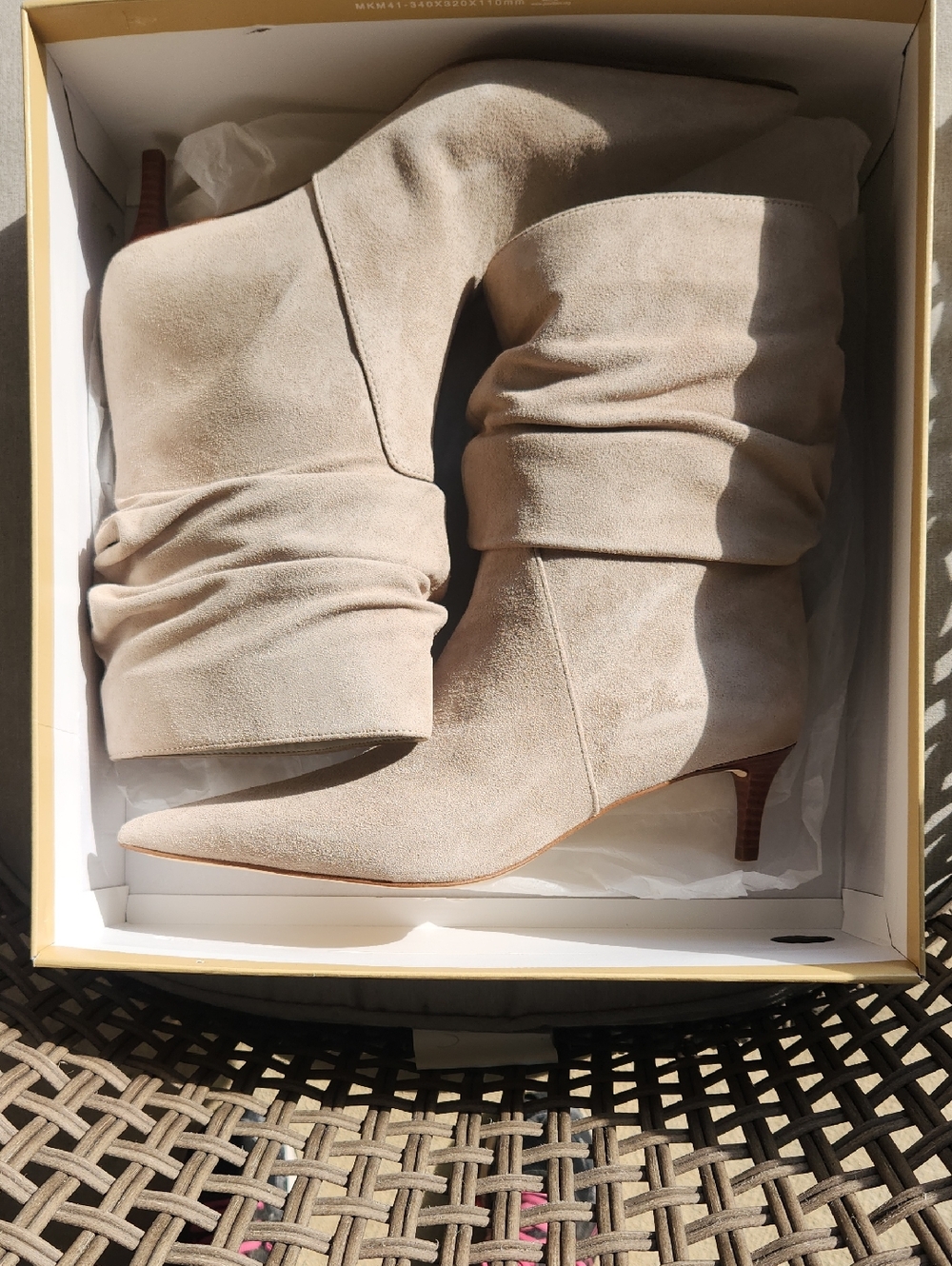 Michael Kors Slouchy Knee-High Suede Boots in Light Beige